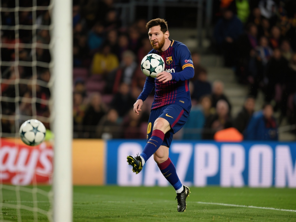 在这一精彩的破门过程中，梅西的动作精妙绝